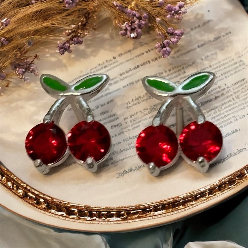 NWOT .925 Sterling Silver Cherry Earrings